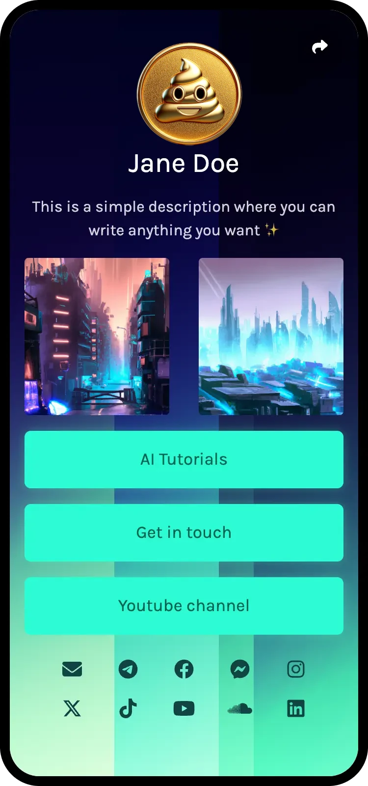 Screenshot of biolink page examples